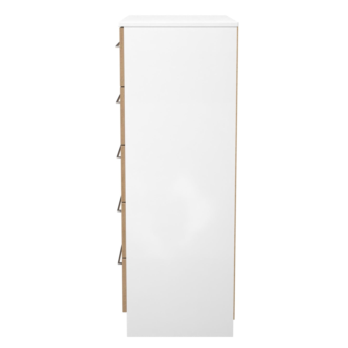 Worcester Tall Chest of Drawers White & Light Oak 5 Drawers 74cm