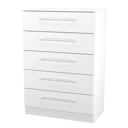 Worcester Tall Chest of Drawers White 5 Drawers 74cm
