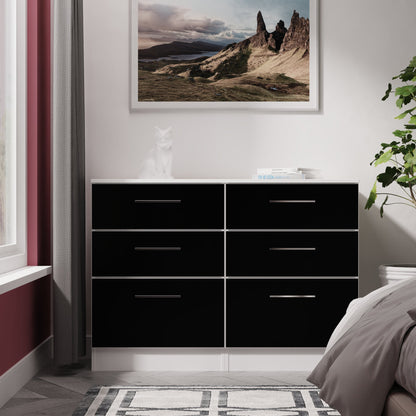 Worcester Large Chest of Drawers Black & White 6 Drawers 110cm