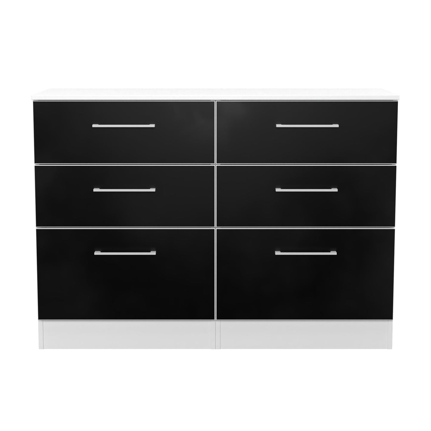 Worcester Large Chest of Drawers Black & White 6 Drawers 110cm