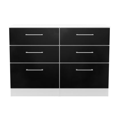 Worcester Large Chest of Drawers Black & White 6 Drawers 110cm