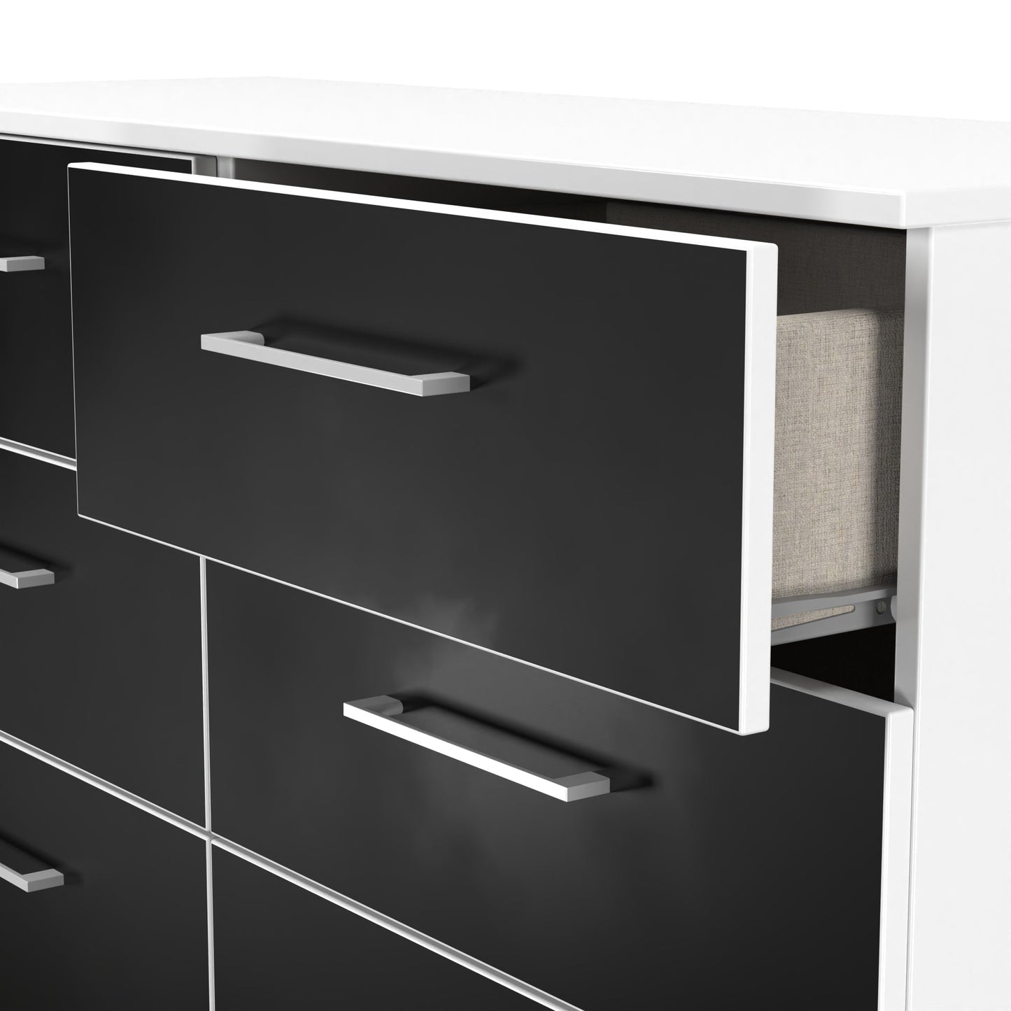 Worcester Large Chest of Drawers Black & White 6 Drawers 110cm