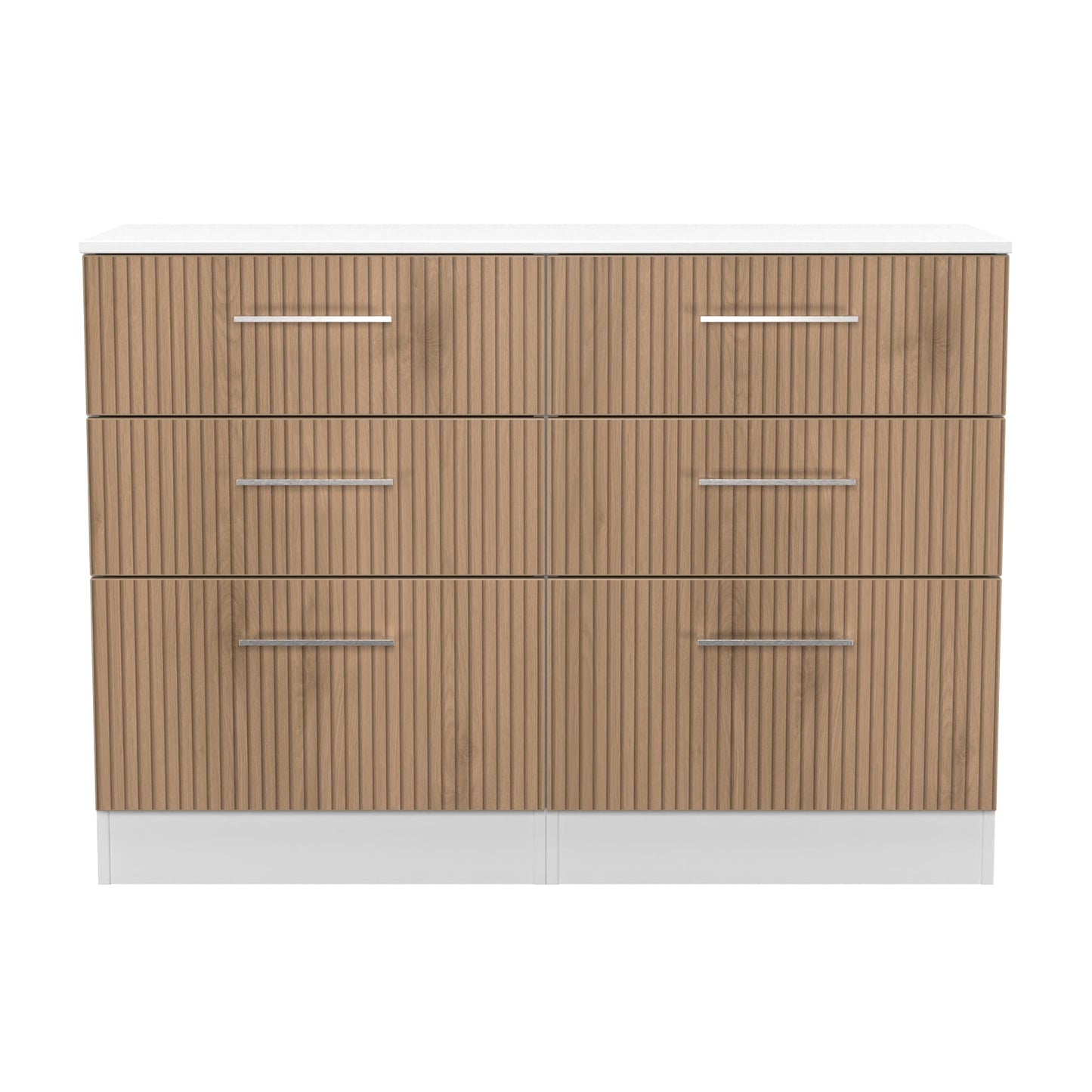 Worcester Large Chest of Drawers White & Light Oak 6 Drawers 110cm