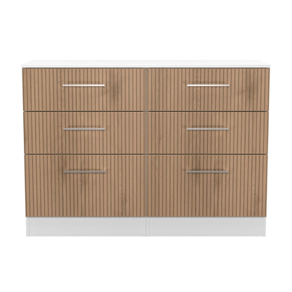 Worcester Large Chest of Drawers White & Light Oak 6 Drawers 110cm