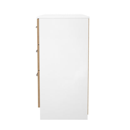 Worcester Large Chest of Drawers White & Light Oak 6 Drawers 110cm