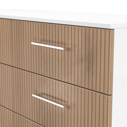 Worcester Large Chest of Drawers White & Light Oak 6 Drawers 110cm
