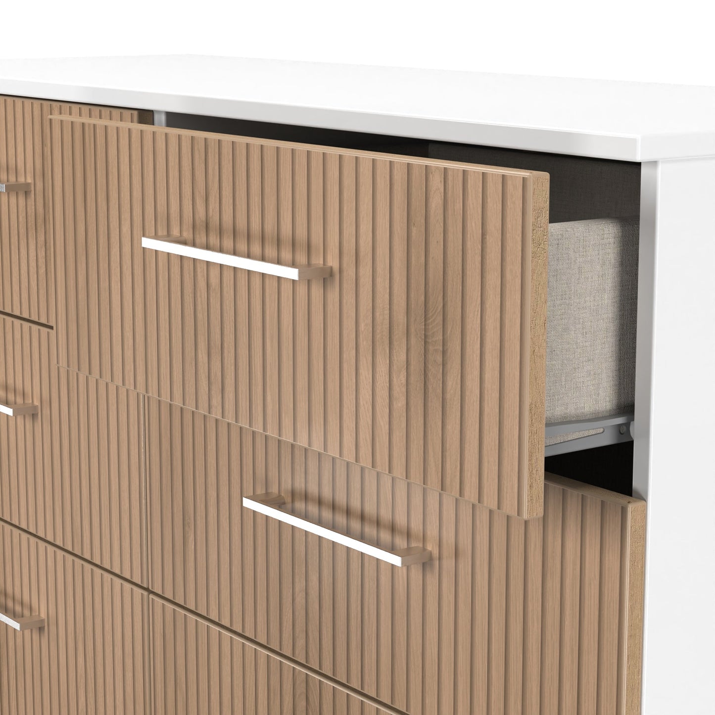 Worcester Large Chest of Drawers White & Light Oak 6 Drawers 110cm