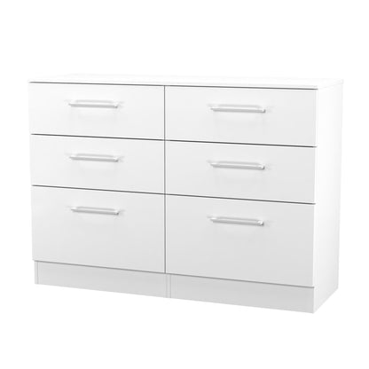 Worcester Large Chest of Drawers White 6 Drawers 110cm