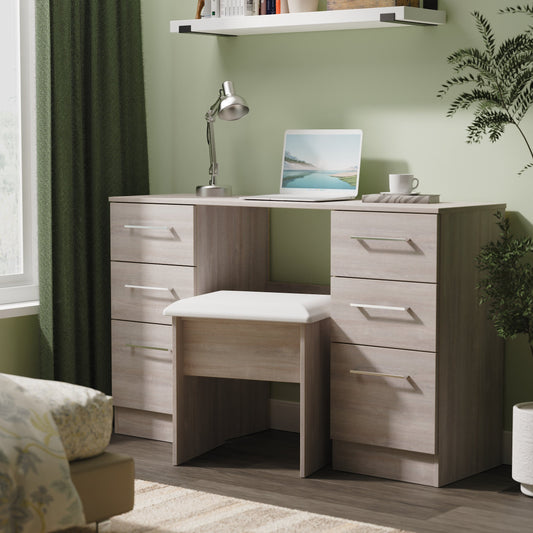Worcester Desk Light Grey 6 Drawers 125cm