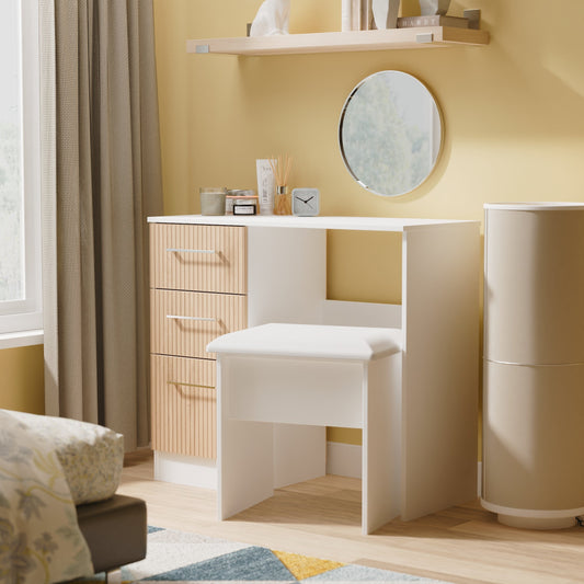 Worcester Desk White & Light Oak 3 Drawers 90cm