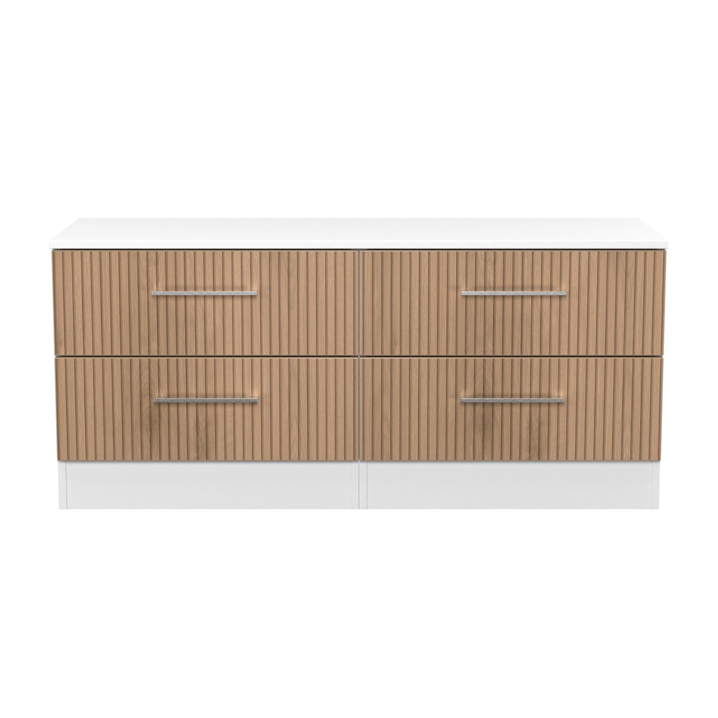 Worcester Large Chest of Drawers White & Light Oak 4 Drawers 110cm