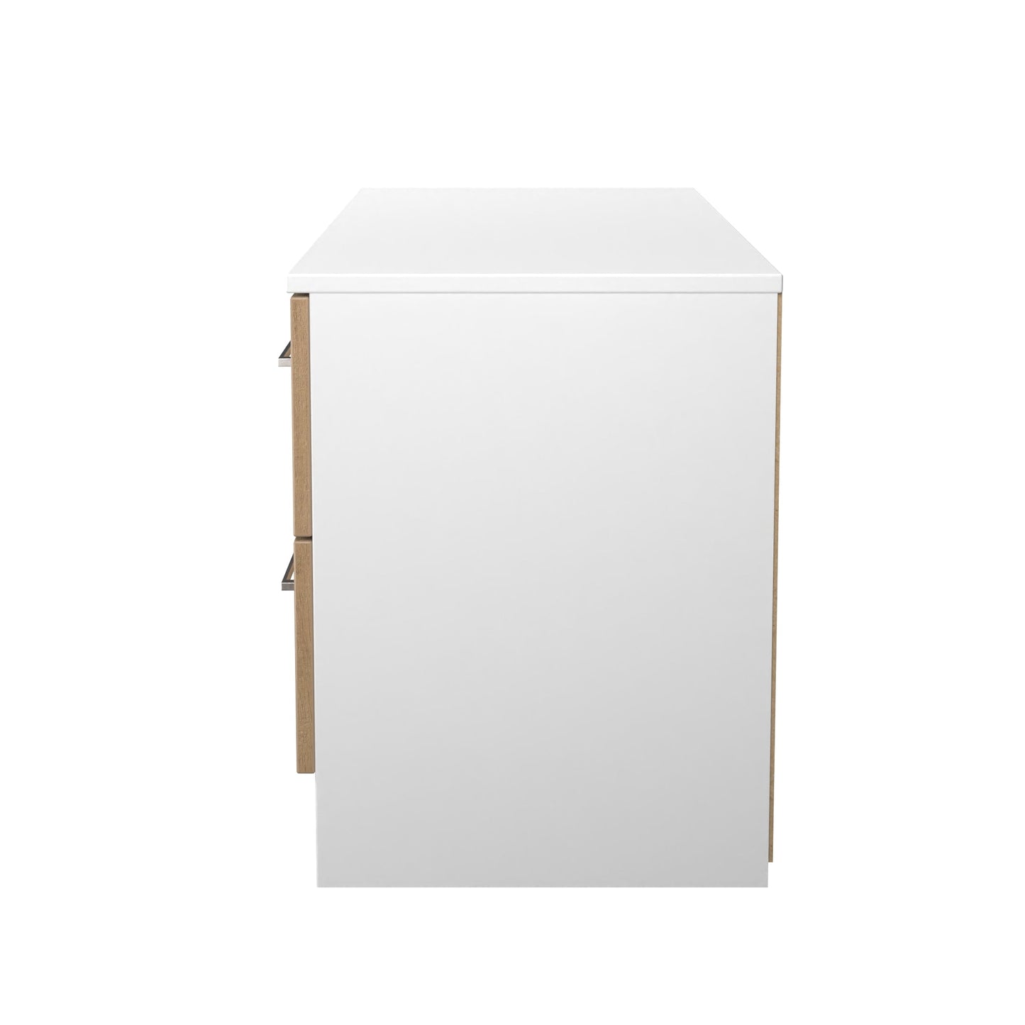 Worcester Large Chest of Drawers White & Light Oak 4 Drawers 110cm