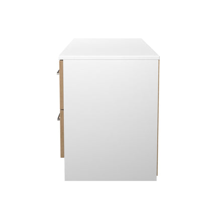 Worcester Large Chest of Drawers White & Light Oak 4 Drawers 110cm