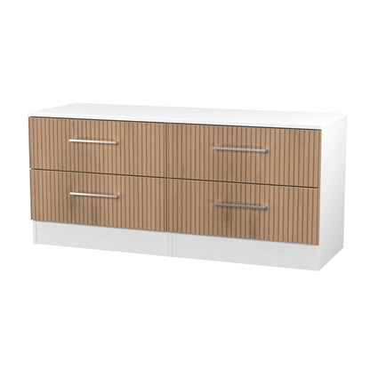 Worcester Large Chest of Drawers White & Light Oak 4 Drawers 110cm