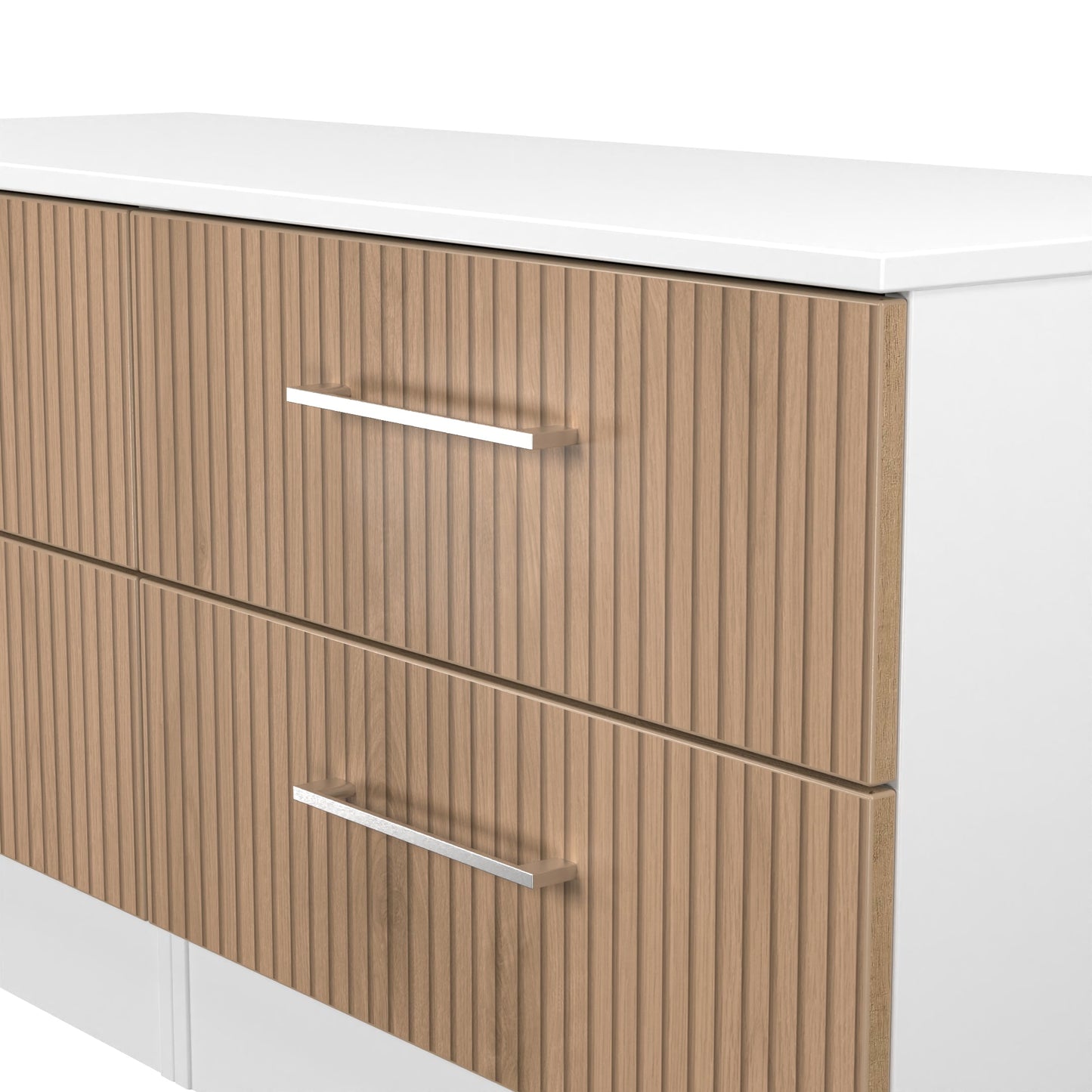 Worcester Large Chest of Drawers White & Light Oak 4 Drawers 110cm