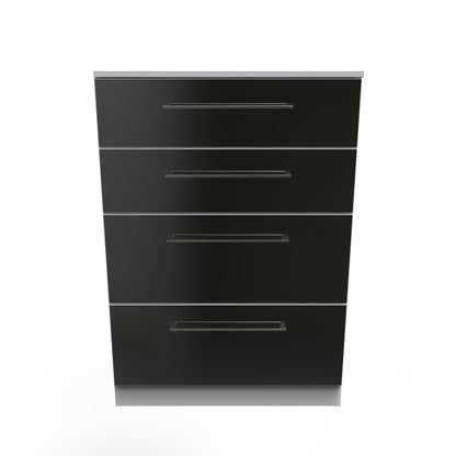 Worcester Tall Chest of Drawers Black & White 4 Drawers 74cm