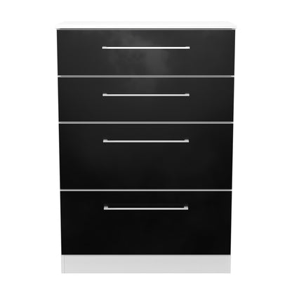 Worcester Tall Chest of Drawers Black & White 4 Drawers 74cm