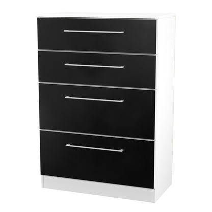 Worcester Tall Chest of Drawers Black & White 4 Drawers 74cm