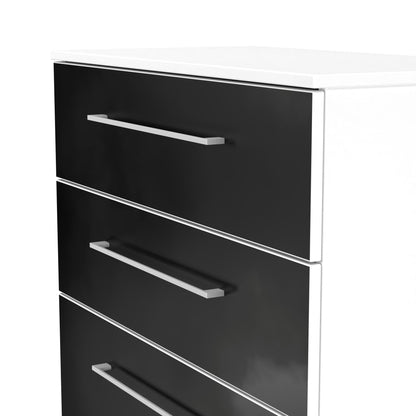 Worcester Tall Chest of Drawers Black & White 4 Drawers 74cm