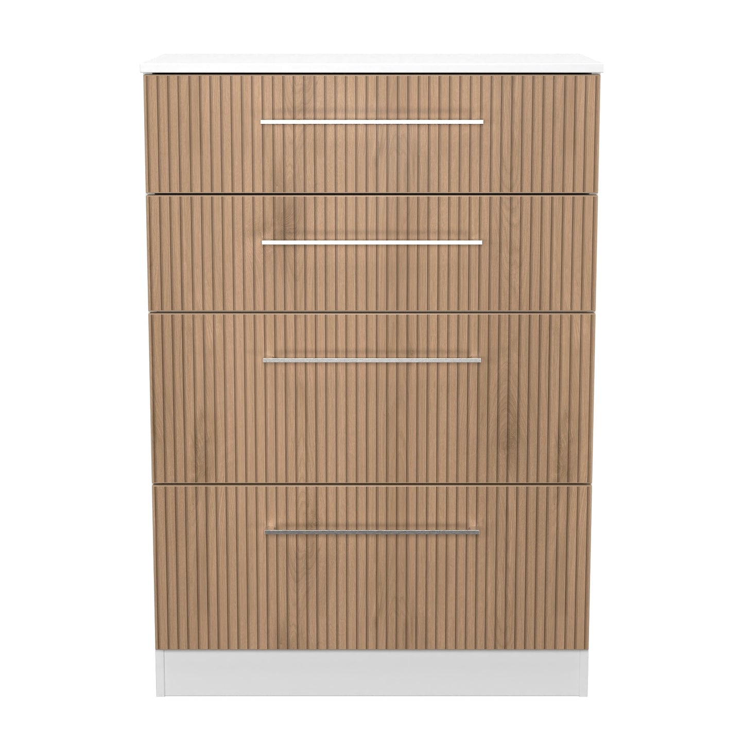 Worcester Tall Chest of Drawers White & Light Oak 4 Drawers 74cm