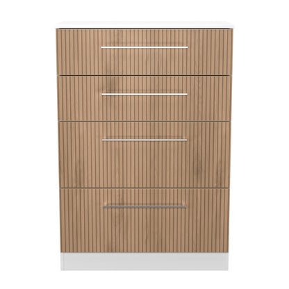 Worcester Tall Chest of Drawers White & Light Oak 4 Drawers 74cm