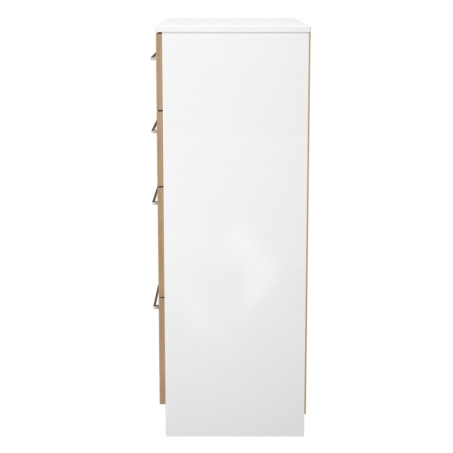 Worcester Tall Chest of Drawers White & Light Oak 4 Drawers 74cm