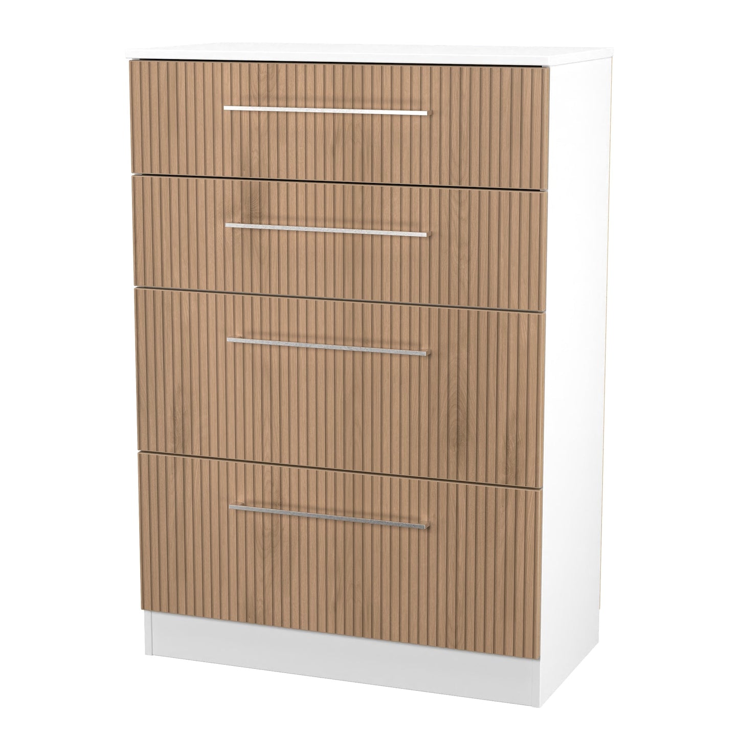 Worcester Tall Chest of Drawers White & Light Oak 4 Drawers 74cm