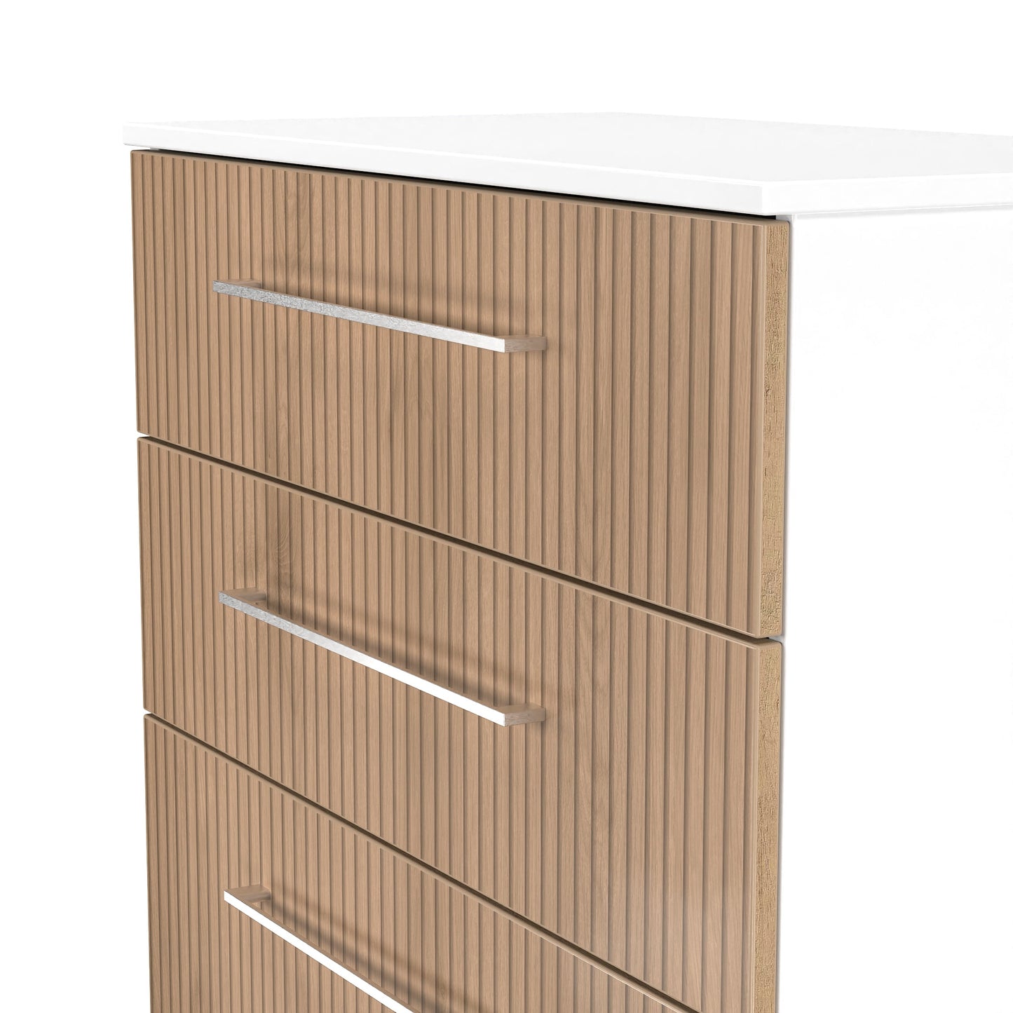 Worcester Tall Chest of Drawers White & Light Oak 4 Drawers 74cm
