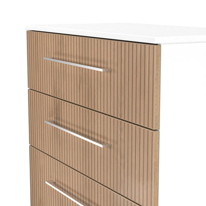 Worcester Tall Chest of Drawers White & Light Oak 4 Drawers 74cm