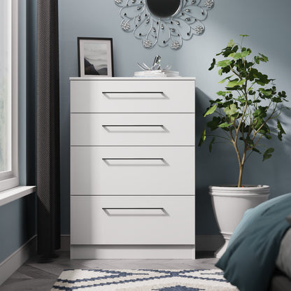 Worcester Tall Chest of Drawers White 4 Drawers 74cm