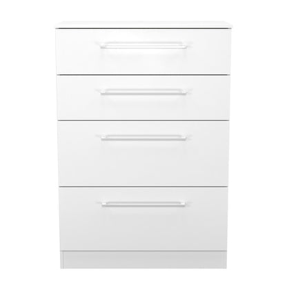 Worcester Tall Chest of Drawers White 4 Drawers 74cm