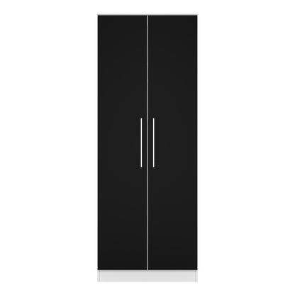 Worcester Tall Wardrobe Black & White 2 Doors 1 Shelf 74cm