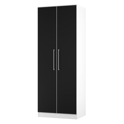 Worcester Tall Wardrobe Black & White 2 Doors 1 Shelf 74cm