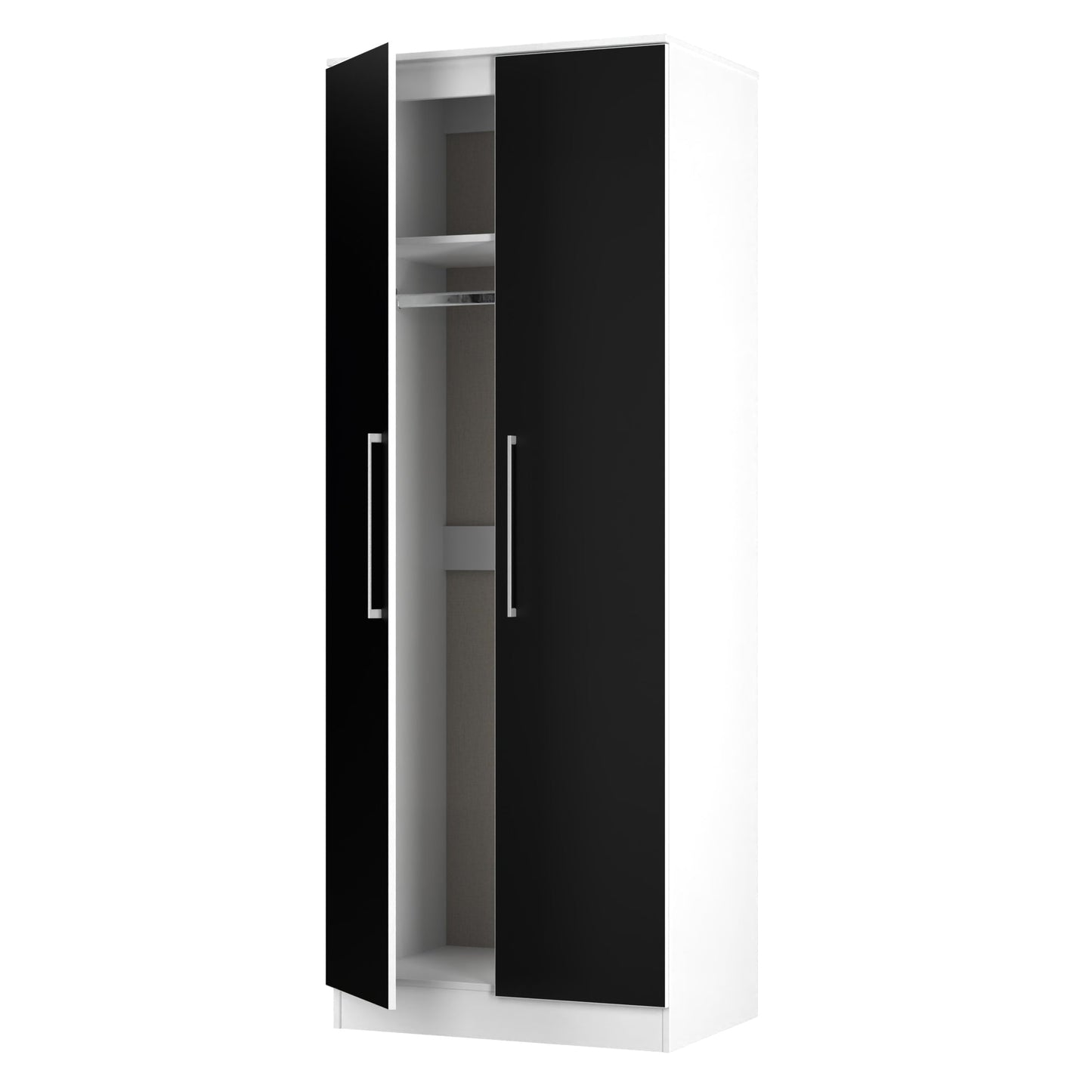 Worcester Tall Wardrobe Black & White 2 Doors 1 Shelf 74cm