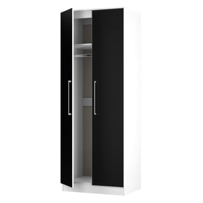 Worcester Tall Wardrobe Black & White 2 Doors 1 Shelf 74cm