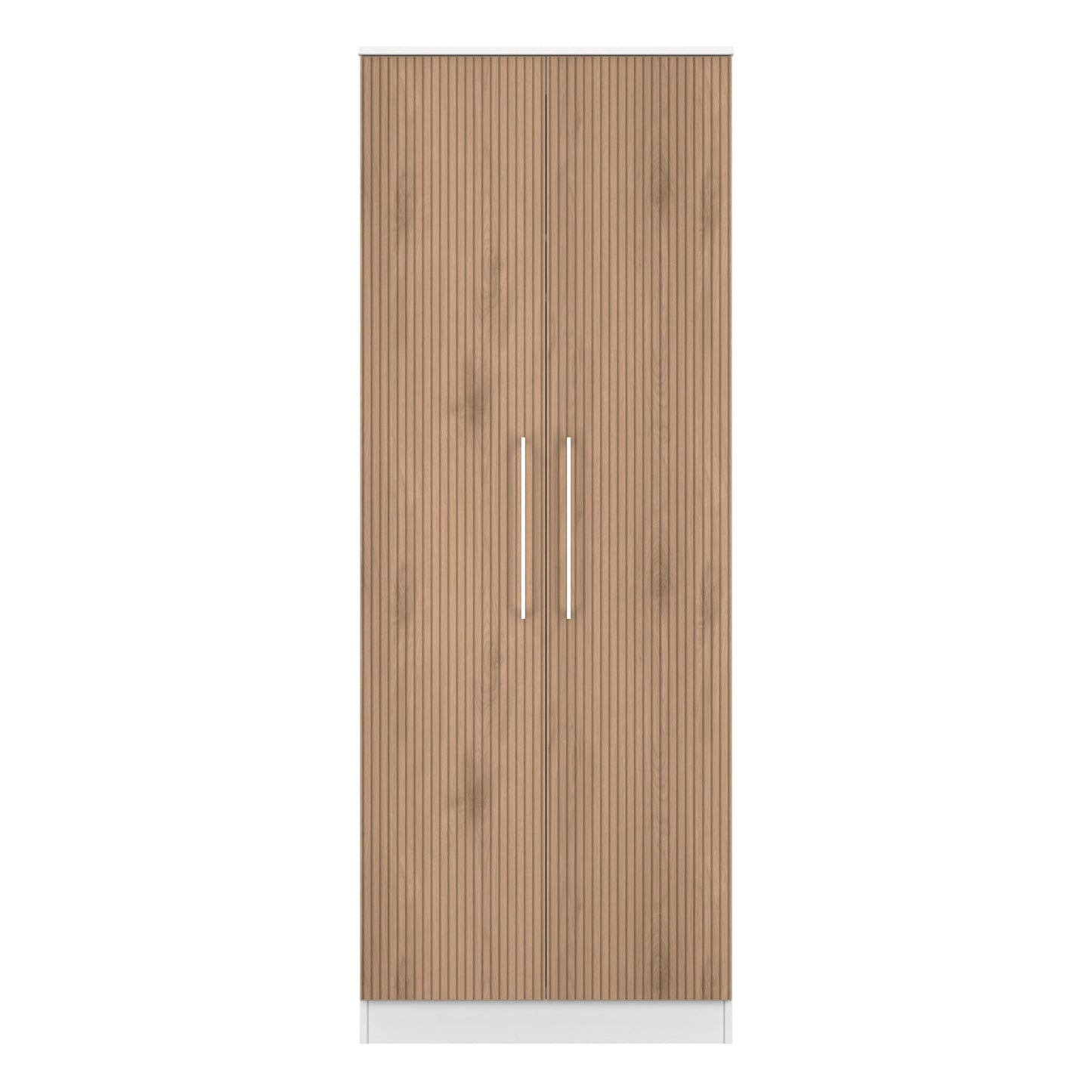 Worcester Tall Wardrobe White & Light Oak 2 Doors 1 Shelf 74cm