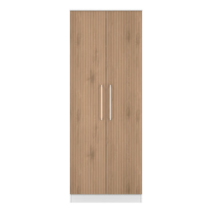 Worcester Tall Wardrobe White & Light Oak 2 Doors 1 Shelf 74cm