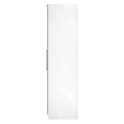 Worcester Tall Wardrobe White & Light Oak 2 Doors 1 Shelf 74cm