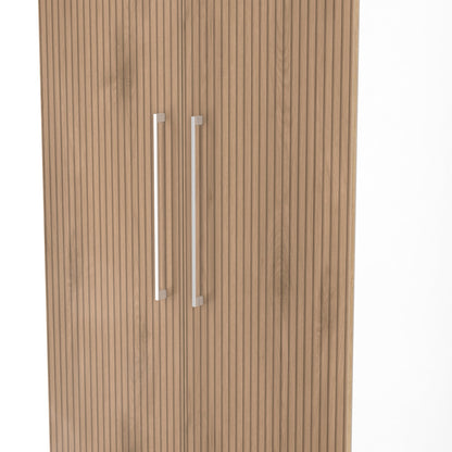 Worcester Tall Wardrobe White & Light Oak 2 Doors 1 Shelf 74cm