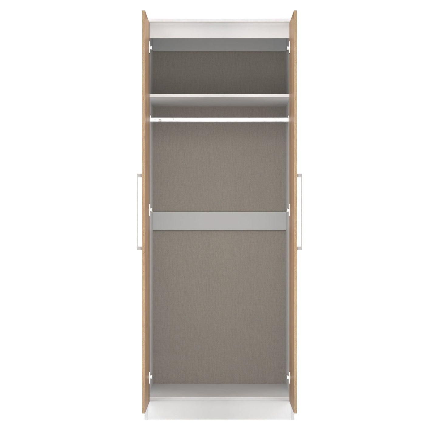 Worcester Tall Wardrobe White & Light Oak 2 Doors 1 Shelf 74cm