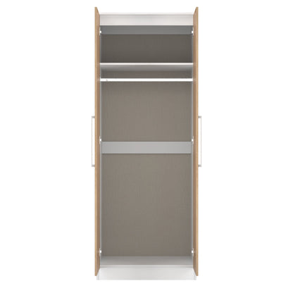 Worcester Tall Wardrobe White & Light Oak 2 Doors 1 Shelf 74cm