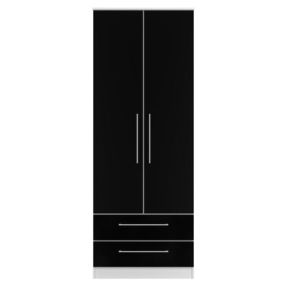 Worcester Tall Wardrobe Black & White 2 Doors 2 Drawers 74cm