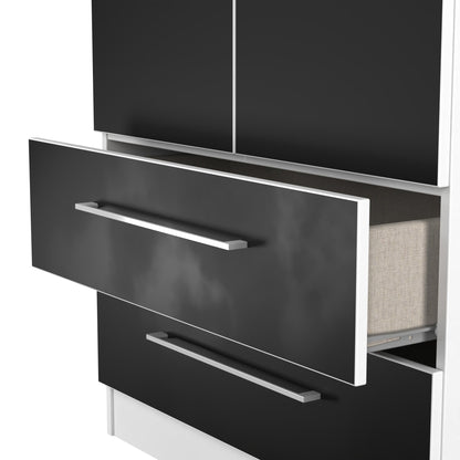 Worcester Tall Wardrobe Black & White 2 Doors 2 Drawers 74cm