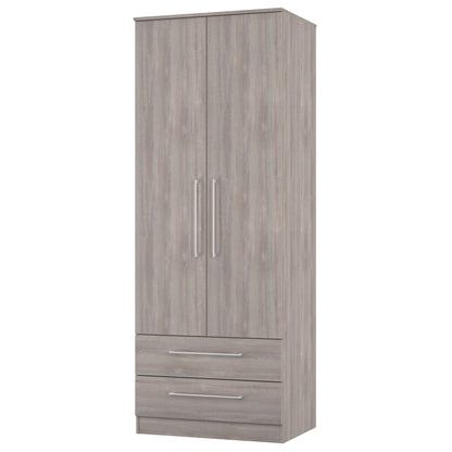 Worcester Tall Wardrobe Light Grey 2 Doors 2 Drawers 74cm