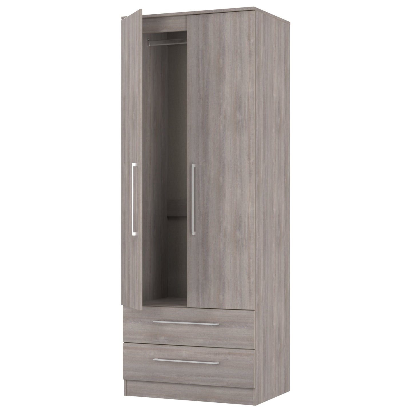 Worcester Tall Wardrobe Light Grey 2 Doors 2 Drawers 74cm