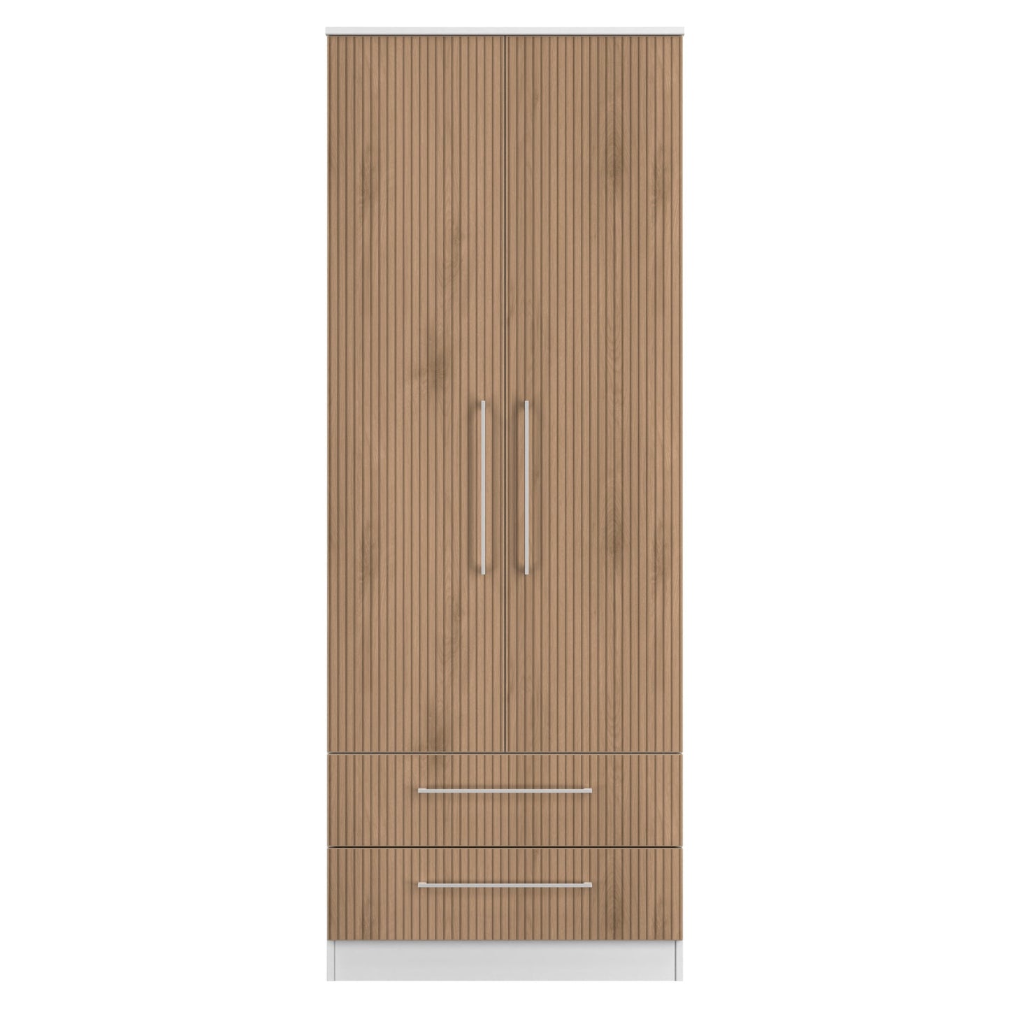 Worcester Tall Wardrobe White & Light Oak 2 Doors 2 Drawers 74cm