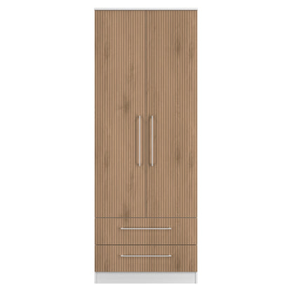 Worcester Tall Wardrobe White & Light Oak 2 Doors 2 Drawers 74cm