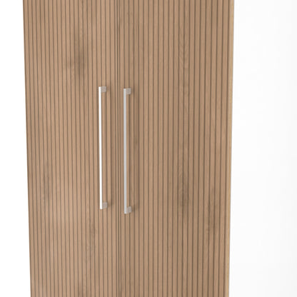 Worcester Tall Wardrobe White & Light Oak 2 Doors 2 Drawers 74cm