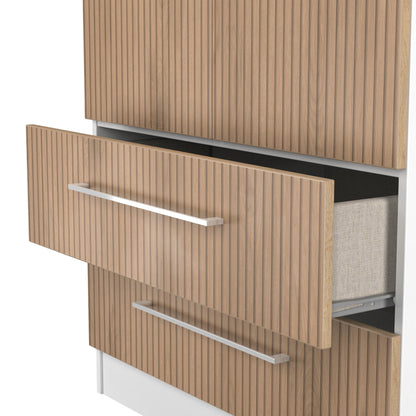 Worcester Tall Wardrobe White & Light Oak 2 Doors 2 Drawers 74cm