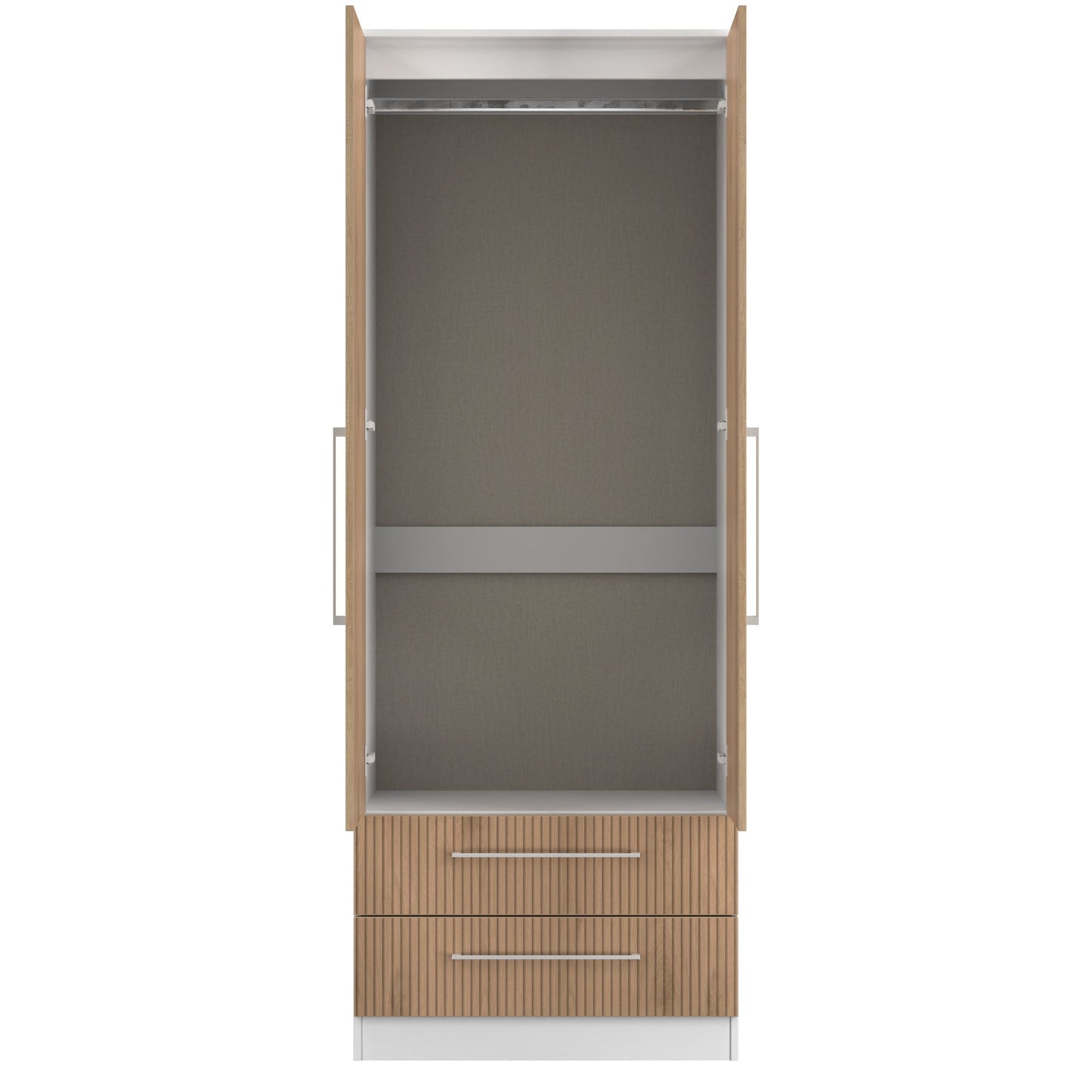 Worcester Tall Wardrobe White & Light Oak 2 Doors 2 Drawers 74cm